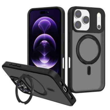 iPhone 17 Pro Kalebol Rotating Holder MagSafe PC TPU Case Black - 1