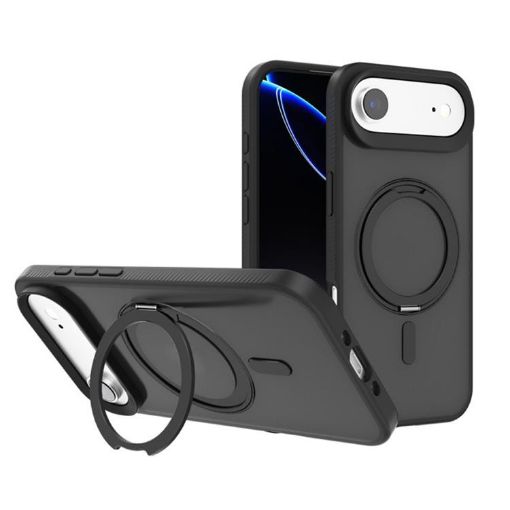 iPhone 17 Air Kalebol Rotating Holder MagSafe PC TPU Case Black - 1