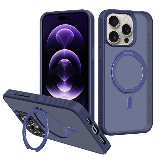 iPhone 13 Pro Kalebol Rotating Holder MagSafe Hybrid TPU Case Blue - 1