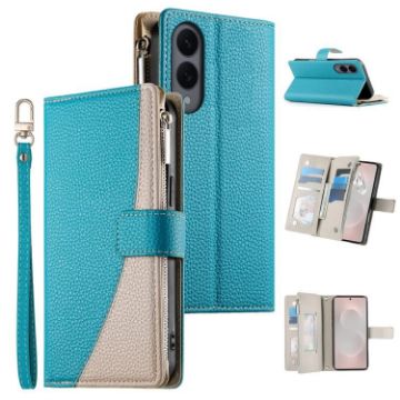 Samsung Galaxy S25 Edge 5G Blue Leather Wallet Case with Strap - 1