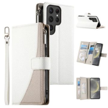 Samsung Galaxy S24 Ultra 5G White Leather Wallet Case with Strap - 1