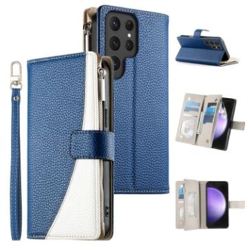 Samsung Galaxy S23 Ultra 5G Leather Wallet Case with Strap - Dark Blue - 1