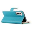 Samsung Galaxy S21+ 5G Blue Leather Wallet Case with Strap & Card Slots - 5