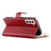 Samsung Galaxy S21+ 5G Red Leather Wallet Case with Strap & Card Slots - 5
