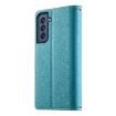 Samsung Galaxy S21 FE 5G Blue Leather Wallet Case with Strap - 3