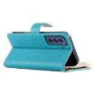 Samsung Galaxy S21 FE 5G Blue Leather Wallet Case with Strap - 5