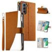 Samsung Galaxy S21 5G Brown Leather Wallet Case with Strap & Card Slots - 1