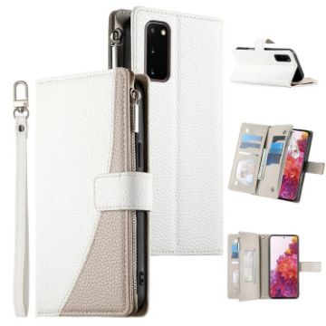 Samsung Galaxy S20 White Leather Wallet Case with Strap & Card Slots - 1