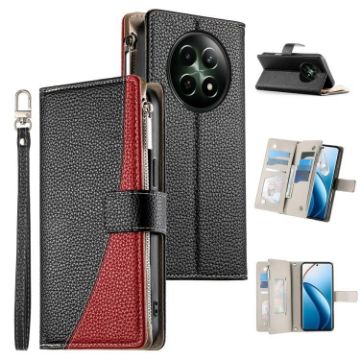 Realme 12/12x/C65 5G Leather Wallet Phone Case with Strap - Black - 1