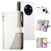Realme 14 Pro+ White Leather Wallet Phone Case with Strap & Zipper - 1
