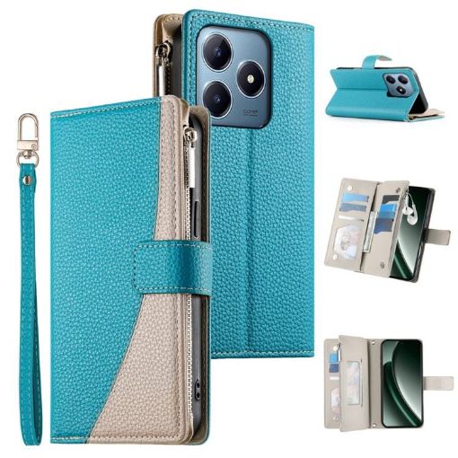 Realme C63/C61 4G Wallet Leather Phone Case with Strap - Blue - 1