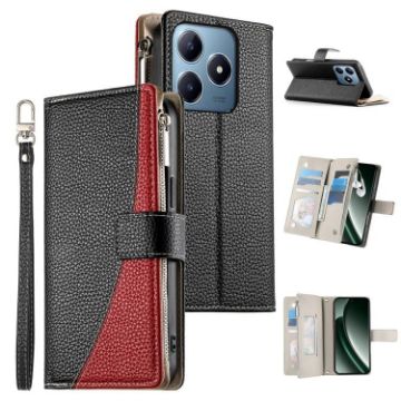 Realme C63/C61 4G Wallet Leather Phone Case with Strap (Black) - 1
