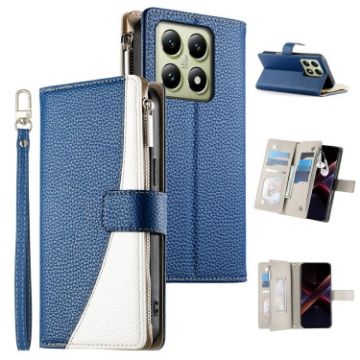 Xiaomi 14T Dark Blue Leather Wallet Phone Case with Strap - 1