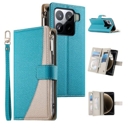 Xiaomi 15 Pro Blue Leather Wallet Phone Case with Strap & Multi-card Slots - 1