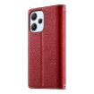 Redmi 12/Note 12R Leather Wallet Phone Case with Strap - Red - 3