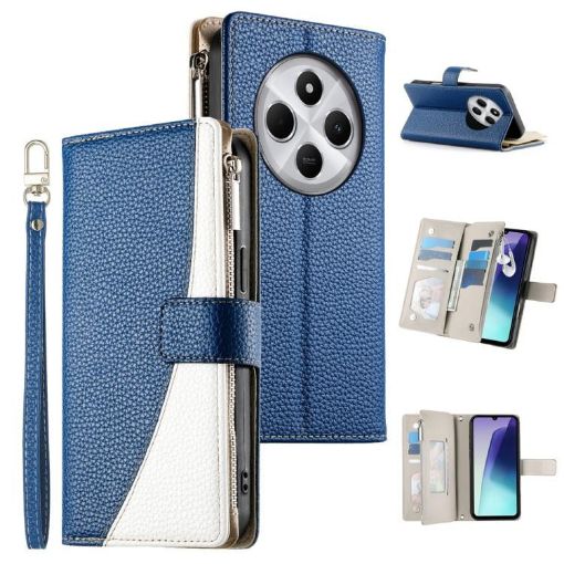 Redmi 14C/14R/A4 5G/A3 Pro Leather Wallet Case with Strap - Dark Blue - 1