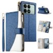 Redmi K70E/Poco X6 Pro Leather Wallet Phone Case with Strap - Dark Blue - 1