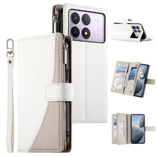 Redmi K70/K70 Pro/Poco F6 Pro Leather Wallet Case with Strap - White - 1