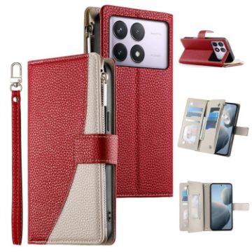 Redmi K70/K70 Pro/Poco F6 Pro Leather Wallet Case with Strap - Red - 1