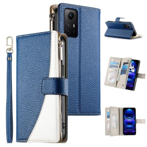 Redmi Note 12S/11 4G Leather Wallet Case with Strap - Dark Blue - 1