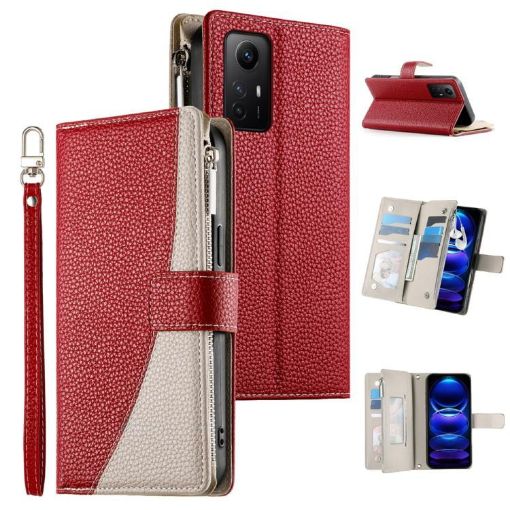 Redmi Note 12S/11 4G Leather Wallet Case with Strap - Red - 1