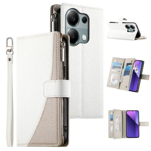 Redmi Note 13 Pro 4G/Poco M6 Pro Wallet Leather Case with Strap White - 1