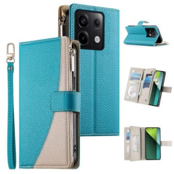Redmi Note 13 Pro/Poco X6 Blue Leather Wallet Case with Strap - 1