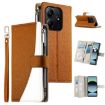 Redmi Note 14 5G Brown Leather Wallet Case with Strap & Multi-card Slots - 1