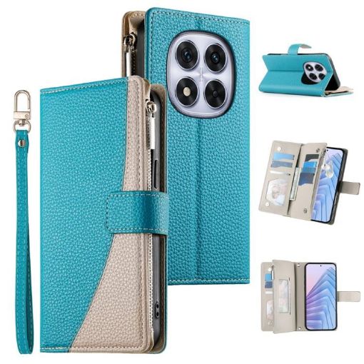 Redmi Note 14 Pro 5G/Pro+ 5G Blue Leather Wallet Case with Strap - 1