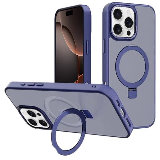 iPhone 16 Pro Kalebol Metal Lens Frame MagSafe Case Navy Blue - 1