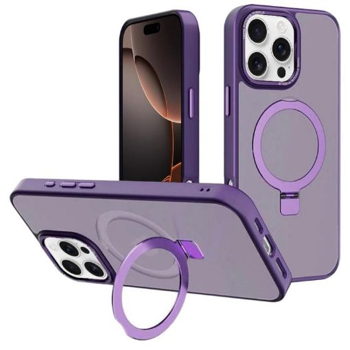 iPhone 16 Pro Dark Purple Metal Lens Frame MagSafe Case by Kalebol - 1