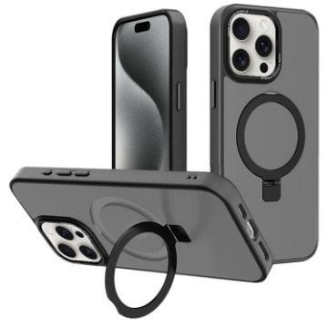 iPhone 15 Pro Max Kalebol Metal Lens Frame MagSafe Case (Black) - 1