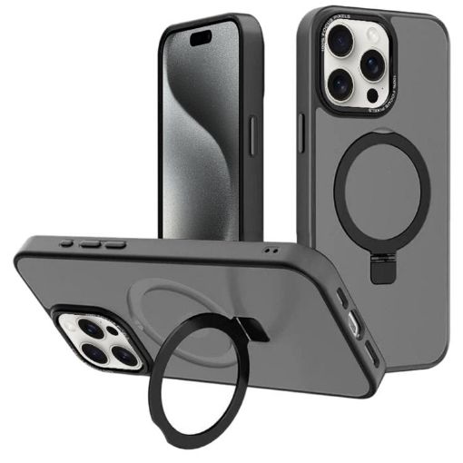 iPhone 15 Pro Max Kalebol Metal Lens Frame MagSafe Case (Black) - 1