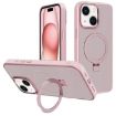 iPhone 15 Plus Pink Metal Lens Frame MagSafe Holder Frosted Case - 1