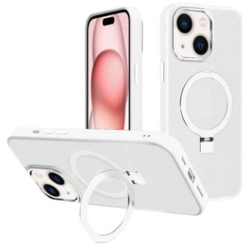 iPhone 15 Kalebol Metal Lens Frame MagSafe Frosted White Case - 1
