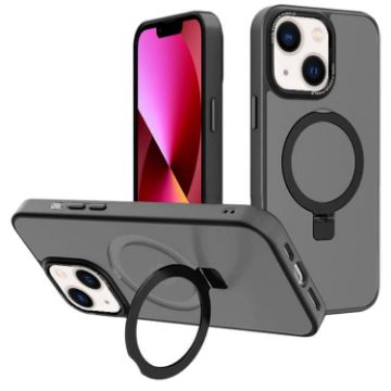 iPhone 13 Kalebol Metal Lens Frame MagSafe Holder Frosted Case Black - 1
