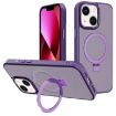 iPhone 13 Dark Purple Metal Lens Frame MagSafe Holder Frosted Case - 1