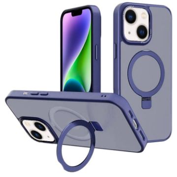 iPhone 14 Plus Navy Blue Metal Lens Frame MagSafe Holder Case - 1