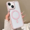 iPhone 13 MagSafe Case Pink with Large Lens Hole & Rhinestone Frame - 1