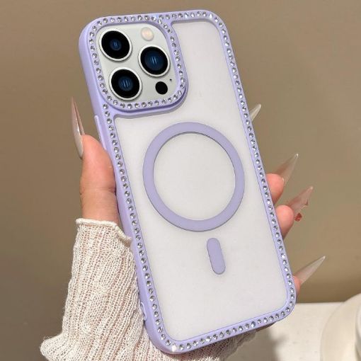 iPhone 12 Pro Max MagSafe Case with Large Lens Hole & Rhinestone Frame - 1