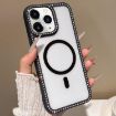 iPhone 11 Pro Max Rhinestone Frame MagSafe Case Black Large Lens Hole - 1