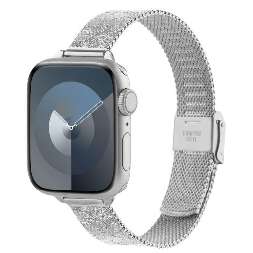 Apple Watch Milanese Embossed Metal Band Silver Rose 42/41/40/38mm - 1