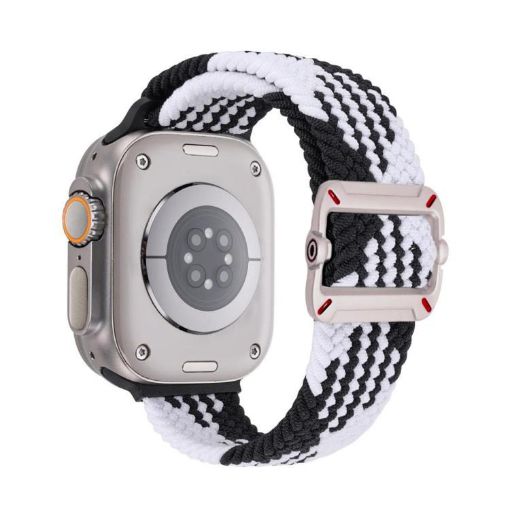 Apple Watch Band 46/49/45/44mm Double Loop Nylon Braid (Z Black White) - 1