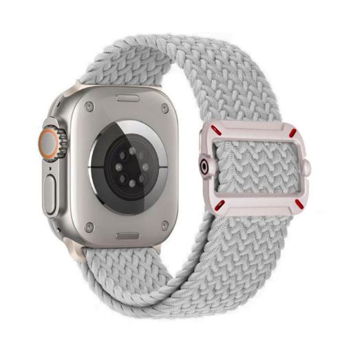 Apple Watch Band 46/49/45/44mm Double Loop Nylon Braid Pearl White - 1