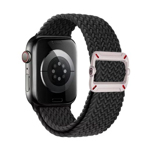 Apple Watch Band 46/49/45/44mm Double Loop Nylon Braid Black - 1