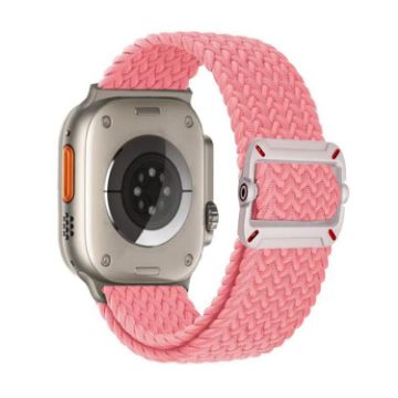 Apple Watch Band 46/49/45/44mm Pink Double Loop Nylon Braid Buckle - 1