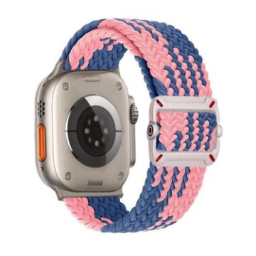 Apple Watch Band 42/41/40/38mm Double Loop Nylon Braid (Z Blue Pink) - 1
