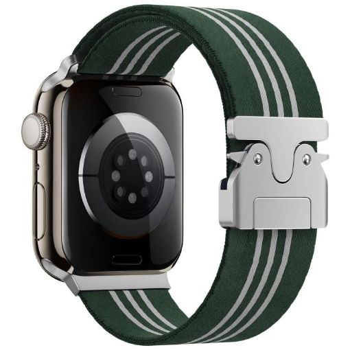 Apple Watch 38/40/41/S10 42mm Green White Nylon Braided Band - 1
