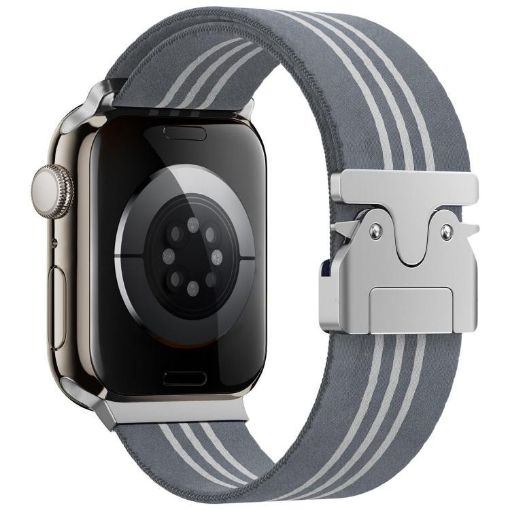 Apple Watch 38/40/41/S10 42mm Grey White Nylon Braided Band - 1