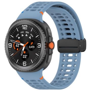 Samsung Galaxy Watch 8/8 Classic Magnetic Black Buckle Silicone Band Blue - 1